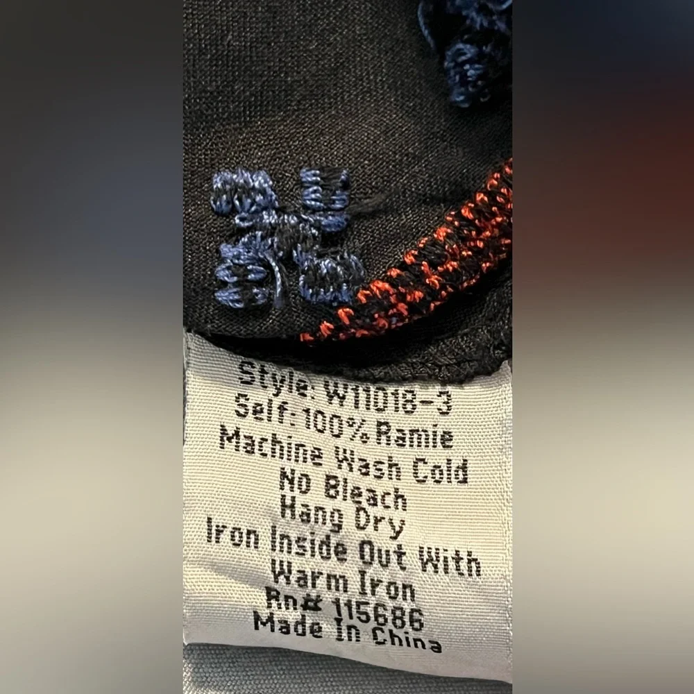 Johnny Was Black Zelda Mexican Peasant Blouse with Blue/Red Embroidery Small - Picture 6 of 15